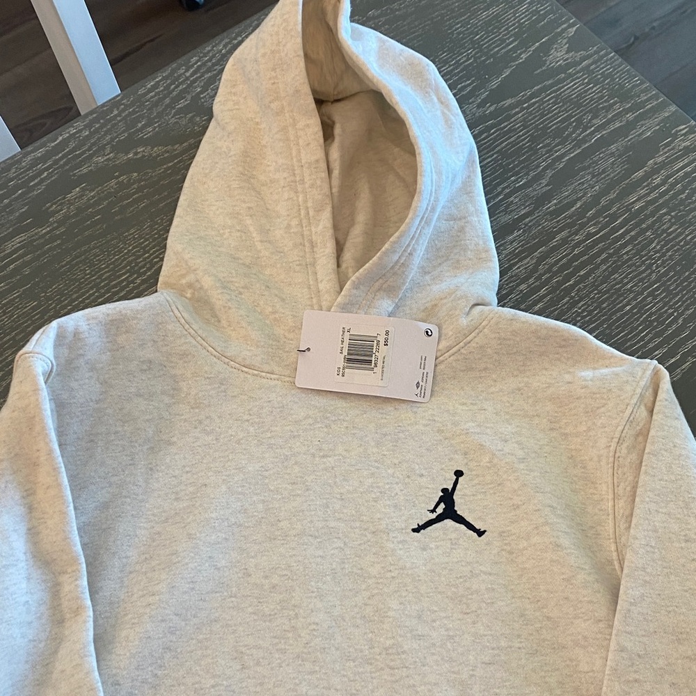Jordan Kids Off-White Hoodie with Black Emblem